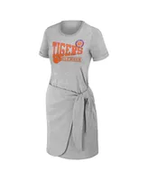 Women's Wear by Erin Andrews Heather Gray Clemson Tigers Knotted T-shirt Dress