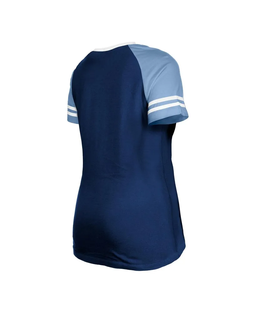 Women's New Era Navy Tennessee Titans Raglan Lace-Up T-shirt