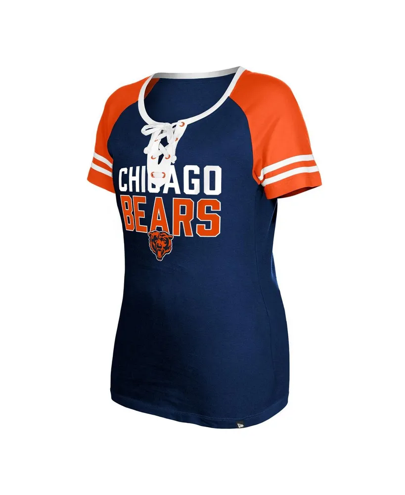 Women's New Era Navy Chicago Bears Raglan Lace-Up T-shirt