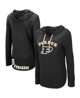 Women's Colosseum Black Purdue Boilermakers My Lover Lightweight Hooded Long Sleeve T-shirt