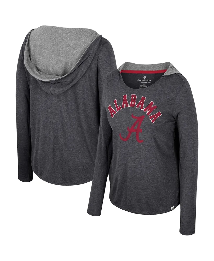 Colosseum Women's Alabama Tide Distressed Heather Long Sleeve Hoodie T-shirt