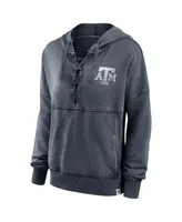 Women's Fanatics Heathered Charcoal Distressed Texas A&M Aggies Overall Speed Lace-Up Pullover Hoodie