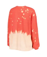 Women's Gameday Couture Red Distressed Nebraska Huskers Twice As Nice Faded Dip-Dye Pullover Long Sleeve Top