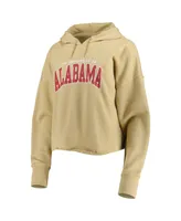 Women's ZooZatz Tan Alabama Crimson Tide Core University Cropped French Terry Pullover Hoodie