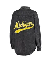 Women's Gameday Couture Charcoal Michigan Wolverines Multi-Hit Tri-Blend Oversized Button-Up Denim Jacket