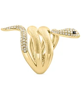 Effy White Diamond (1/2 ct. t.w.) & Black Diamond Accent Snake Ring in 14k Gold