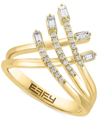 Effy Diamond Round & Baguette Openwork Crossover Ring (1/3 ct. t.w.) in 14k Gold