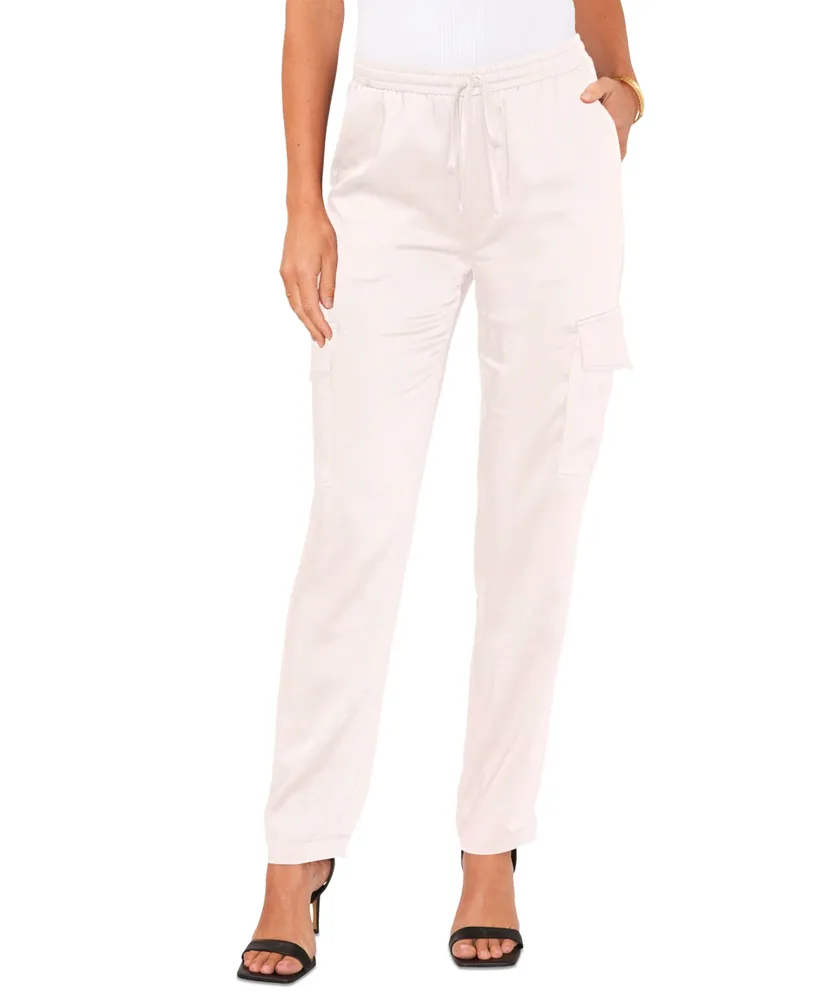 Vince Camuto Women's Satin Finish Drawstring-Waist Cargo Pants