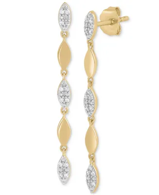 Diamond Cluster & Polished Link Linear Drop Earrings (1/10 ct. t.w.) in 14k Gold-Plated Sterling Silver - Gold