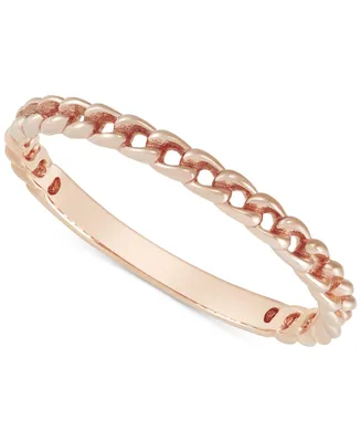 Polished Curb Chain Link Stack Band in 14k Rose Gold