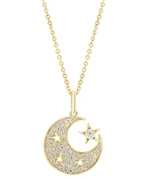 Effy Diamond Moon & Stars 18" Pendant Necklace (1/3 ct. t.w.) in 14k Yellow Gold