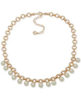 Anne Klein Gold-Tone Imitation Pearl Rolo Chain Statement Necklace, 16" + 3" extender