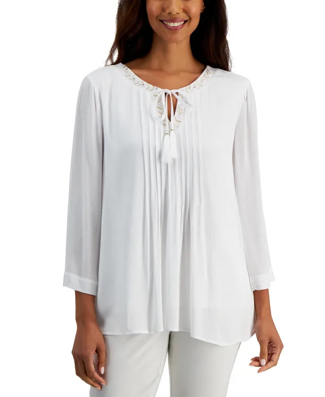 JM Collection Embellished Bell-Sleeve Top, Created for Macy's
