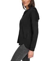 Andrew Marc Sport Women's Long Sleeve Fleece Split Neck Tunic Hoodie Sweatshirt