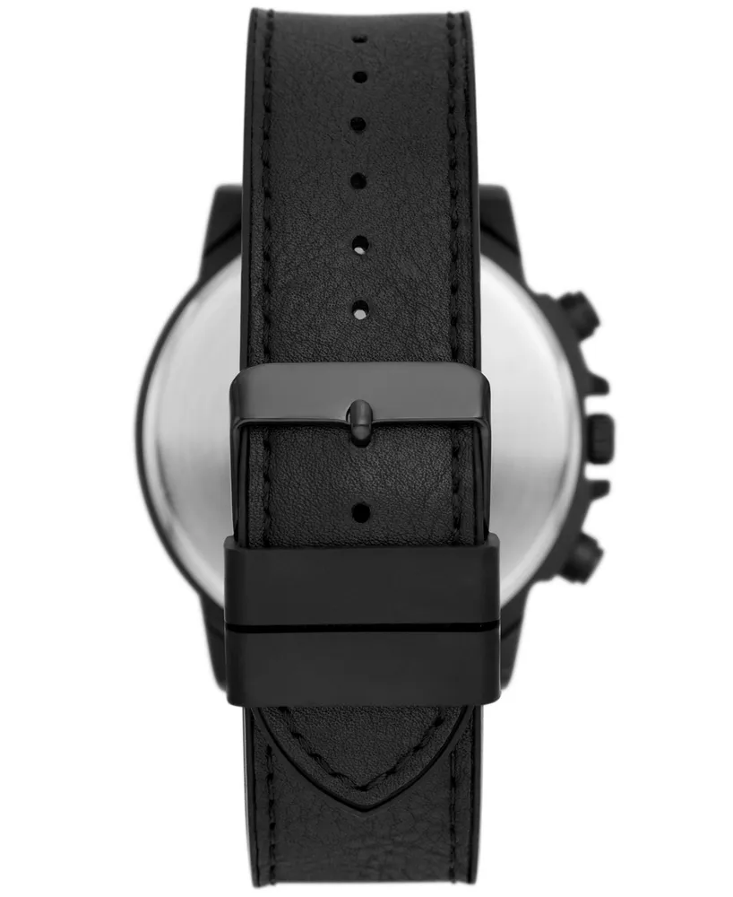 Folio Men's Quartz Three Hand Black Polyurethane Watch 48mm, Gift Set