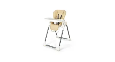 Foldable Baby High Chair with Double Removable Trays and Book Holder