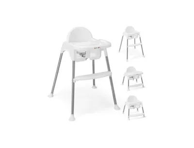 4-in-1 Convertible Baby High Chair with Removable Double Tray