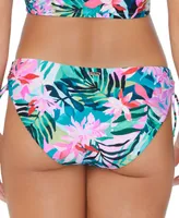 Raisins Juniors' Luna Tropical-Print Side-Tie Bikini Bottoms