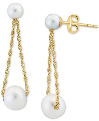 Effy Freshwater Pearl (4 & 6mm) Rope Dangle Drop Earrings in 14k Gold