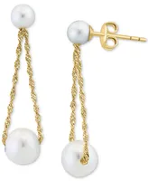 Effy Freshwater Pearl (4 & 6mm) Rope Dangle Drop Earrings in 14k Gold