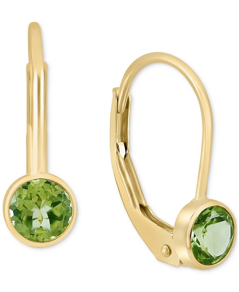 Effy Peridot Bezel Leverback Drop (1/2 ct. t.w.) in 14k Gold