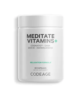 Codeage Meditate, Gaba, NeuroFactor, Ashwagandha, Dhh-b, Organic Mushroom & Blueberry Herbal Formula, 60 ct