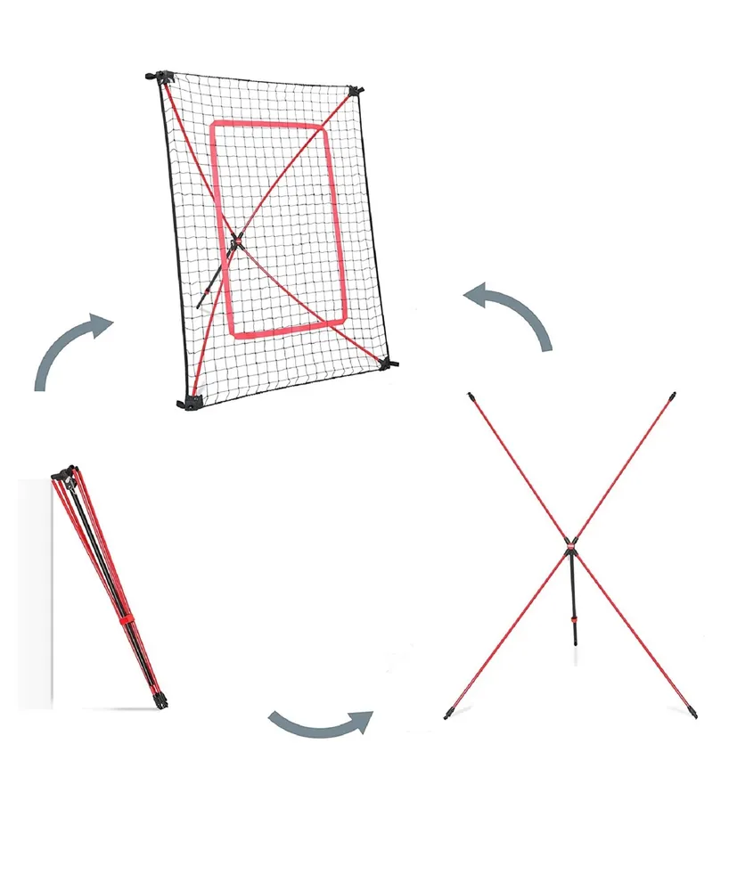 Net Playz Baseball Combo, Junior Baseball, Softball Trainer Combo, Pitchback Rebounder Net and Pitching Target Panel with Carry Bag, 3' x 5'