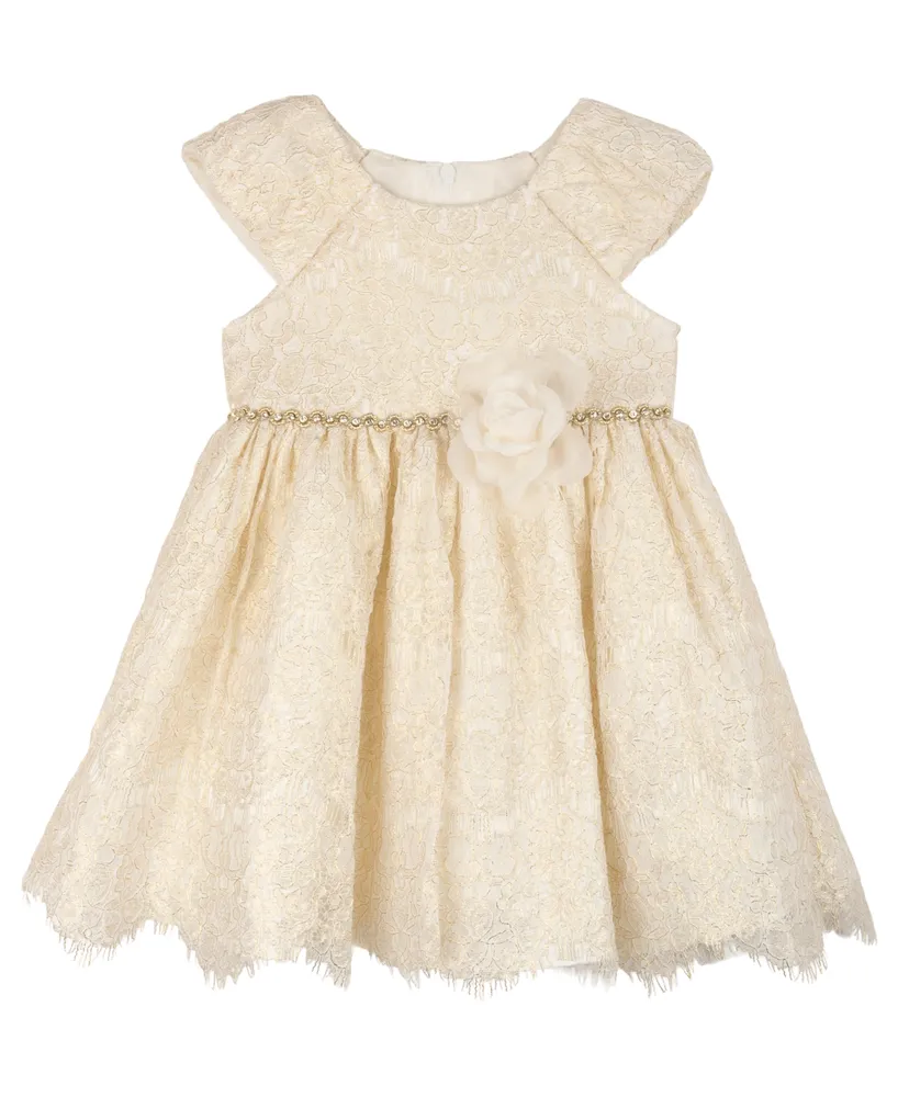 Rare Editions Baby Girls Foil Lace Social Dress