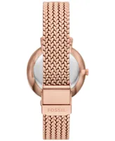 Fossil Women's Jacqueline Three-Hand Date Rose Gold-Tone Stainless Steel Mesh Watch 36mm