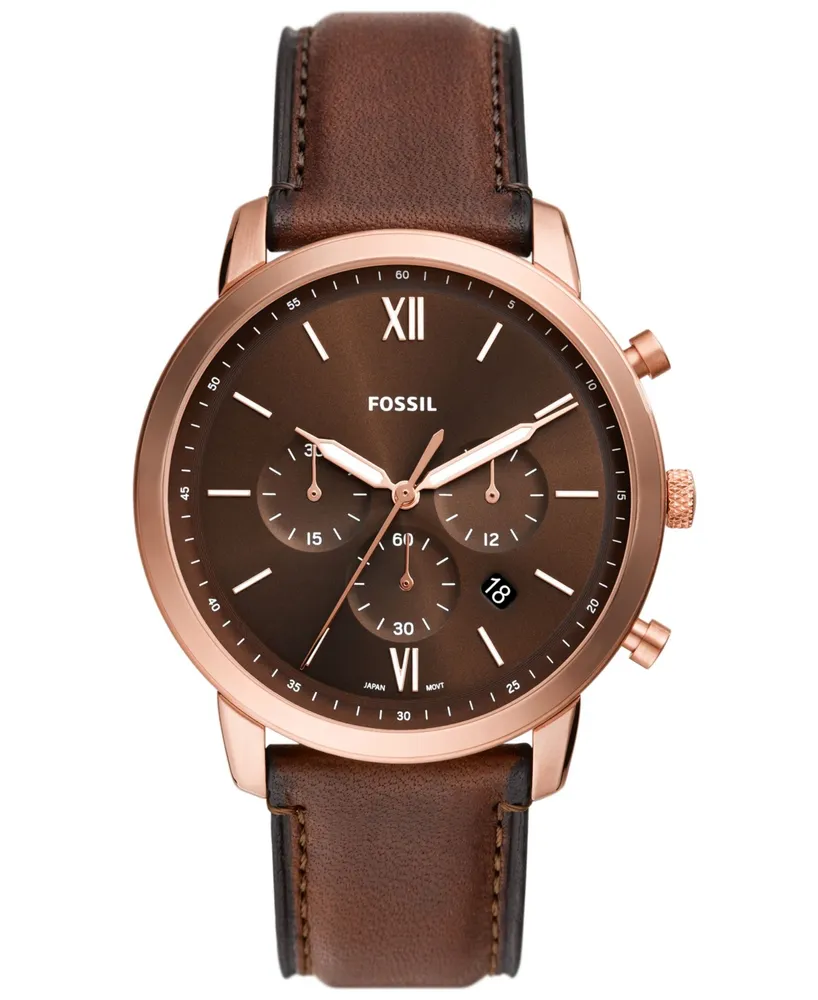 Fossil Men's Neutra Chronograph Brown Leather Watch 44mm | Hawthorn Mall