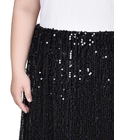 Ny Collection Plus Knee Length Sequined Skirt