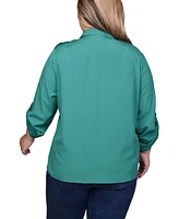 Ny Collection Plus 3/4 Sleeve Roll Tab Blouse
