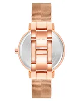 Nine West Women's Quartz Rose Gold-Tone Stainless Steel Mesh Band Watch, 34mm - Rose Gold