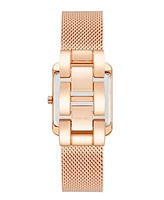 Nine West Women's Quartz Rectangular Rose Gold-Tone Stainless Steel Mesh Band Watch, 29mm