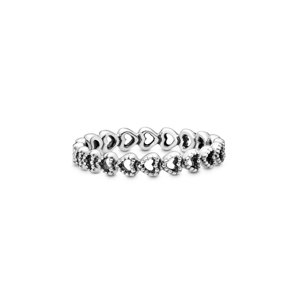 Pandora Sterling Silver Moments Band of Hearts Ring