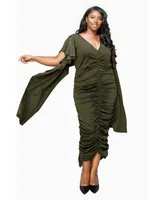 Plus Nadia Ruched V Neck Dress