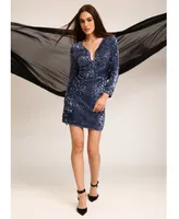 Donna Morgan Women's Sequined Velvet Mini Dress