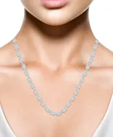 Diamond Round & Baguette Cluster 18" Tennis Necklace (4 ct. t.w.) in 14k White Gold