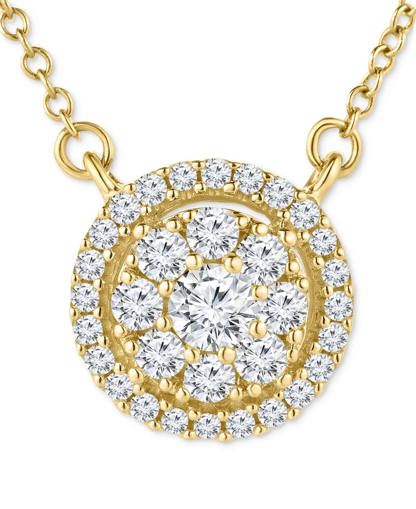 Diamond Halo Cluster 18" Pendant Necklace (1/3 ct. t.w.) in 14k Gold