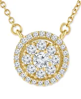 Diamond Halo Cluster 18" Pendant Necklace (1/3 ct. t.w.) in 14k Gold
