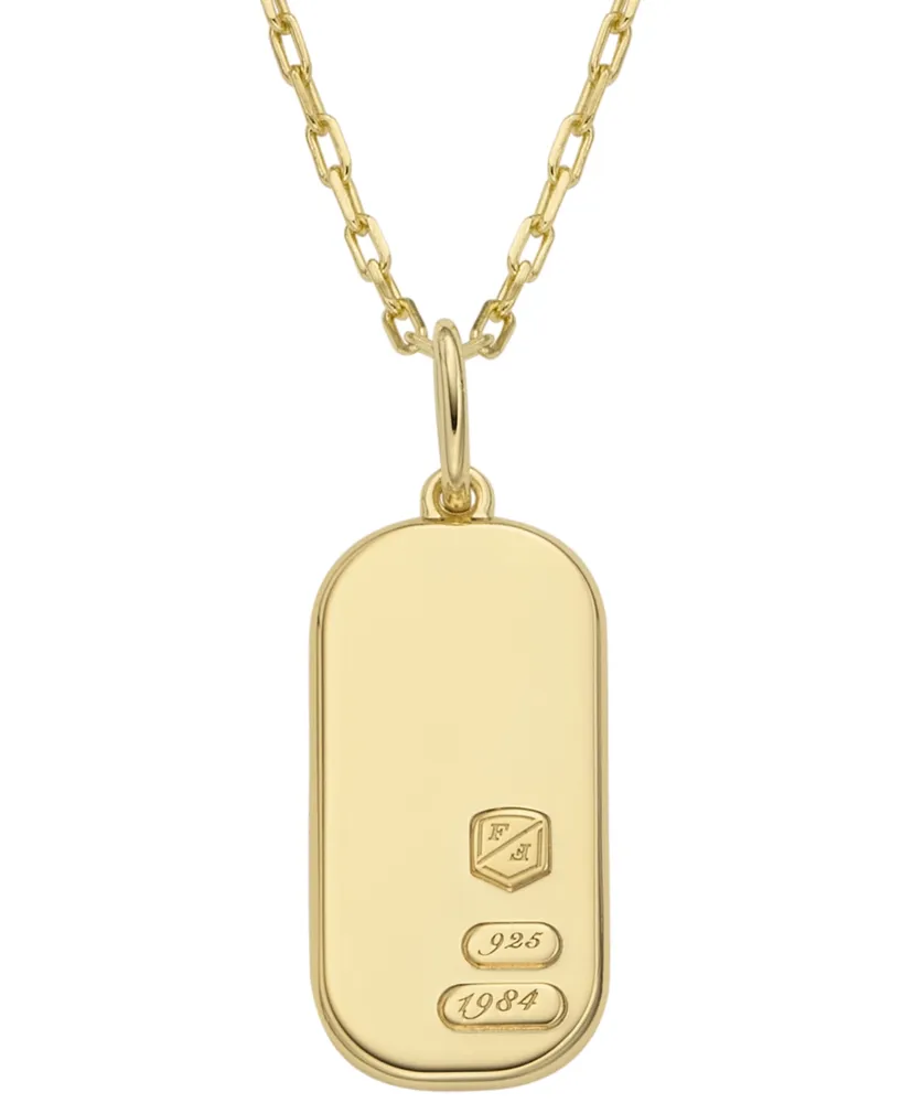 Fossil Sterling All Stacked Up Gold-Tone Sterling Silver Pendant Necklace