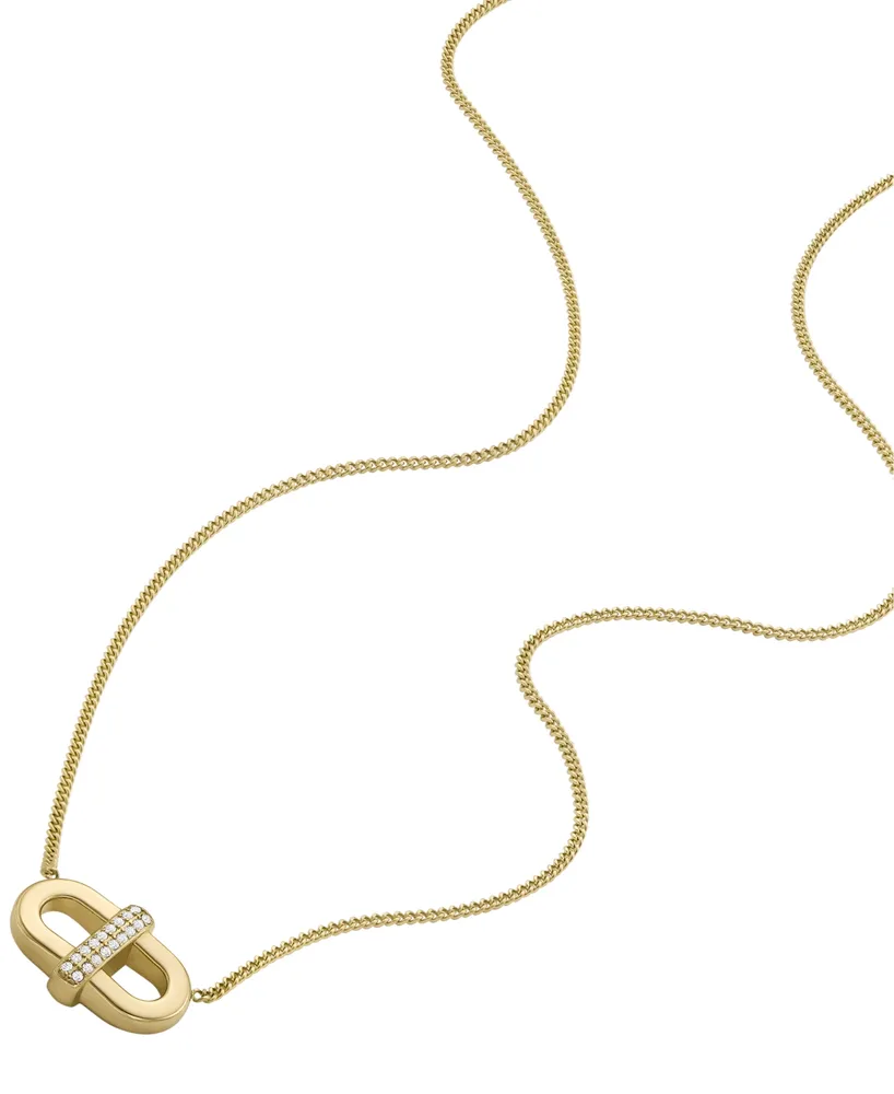 Fossil Heritage D-Link Glitz Gold-Tone Stainless Steel Chain Necklace
