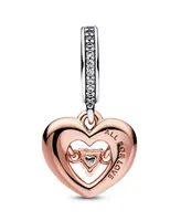 Pandora Cubic Zirconia Two-Tone Radiant Heart Dangle Charm
