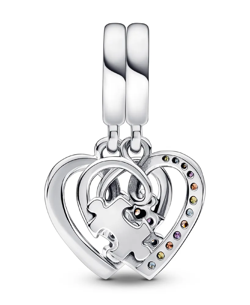 Pandora Mixed Stone Puzzle Piece Hearts Splitable Friendship Dangle Charm