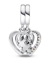 Pandora Mixed Stone Puzzle Piece Hearts Splitable Friendship Dangle Charm