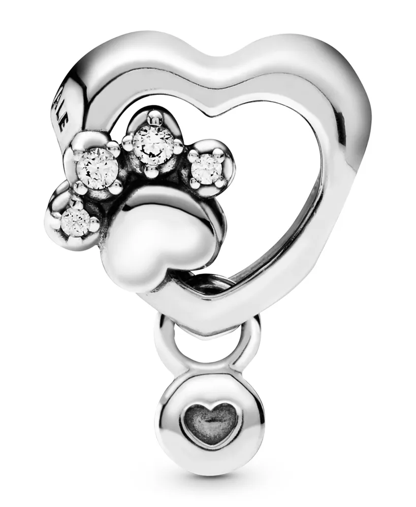 Pandora Cubic Zirconia Sparkling Paw Print Heart Charm