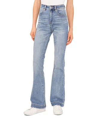 CeCe Women's Light Wash High-Waisted Flare Jeans