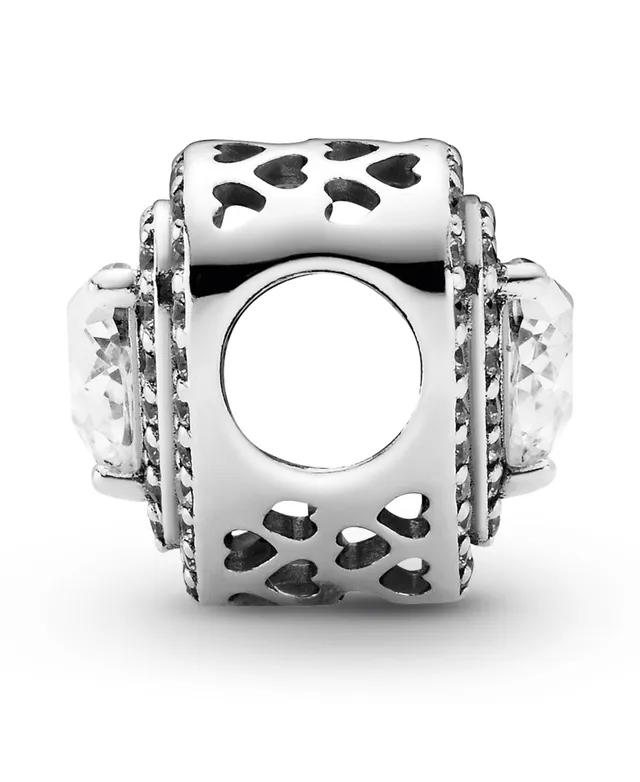 Pandora Cubic Zirconia Sparkling Leveled Hearts Charm