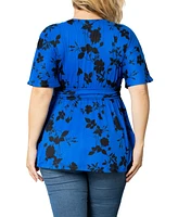 Kiyonna Plus Encore Short Sleeve Printed Top