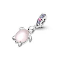 Pandora Manmade Crystals Murano Glass Pink Sea Turtle Dangle Charm